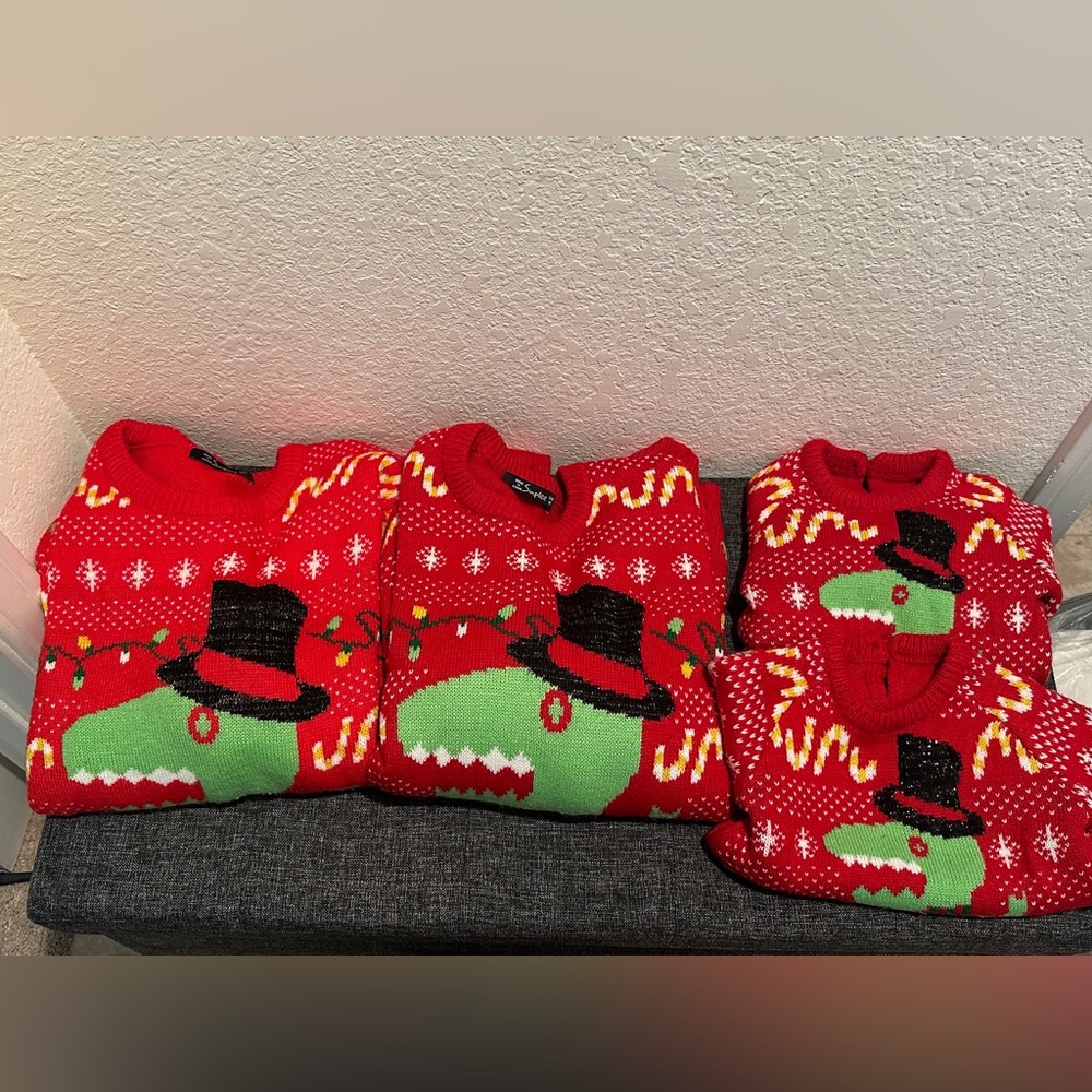 Family matching Christmas Dinosaur Sweaters